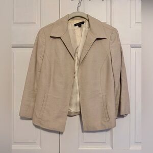 Brooks Brothers Open Front Blazer Beige Cotton Blend Made in Italy Size 12